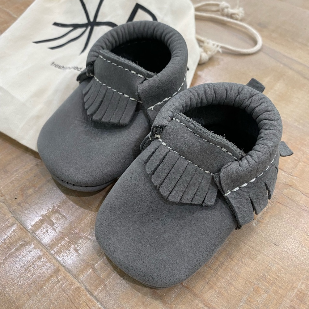Freshly Picked Slate Grey Baby Moccasins shoes